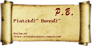 Platzkó Bennó névjegykártya